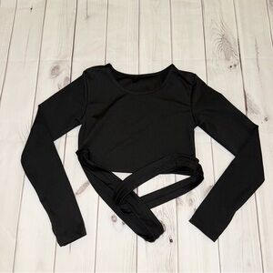 Black Cross Back Crop Top - Women's Size Small